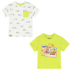 Younger Boys White & Neon Green T-Shirts ( 2-Pack ), 1, hi-res