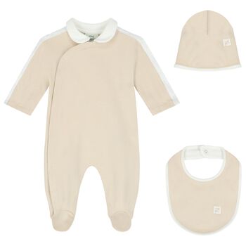 Beige Logo Babygrow Gift Set