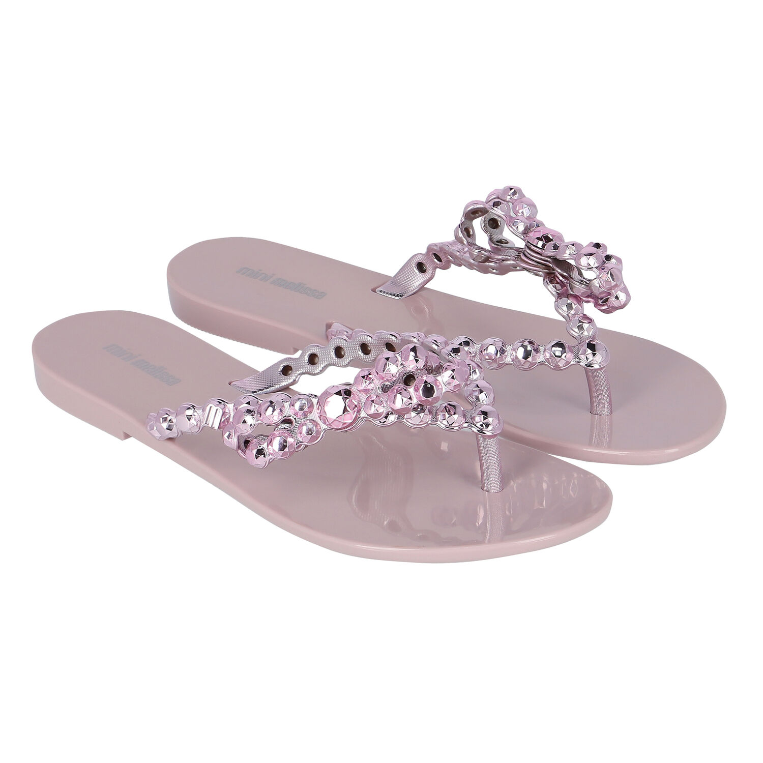 Girls Purple Bow Flip Flops, 1, hi-res