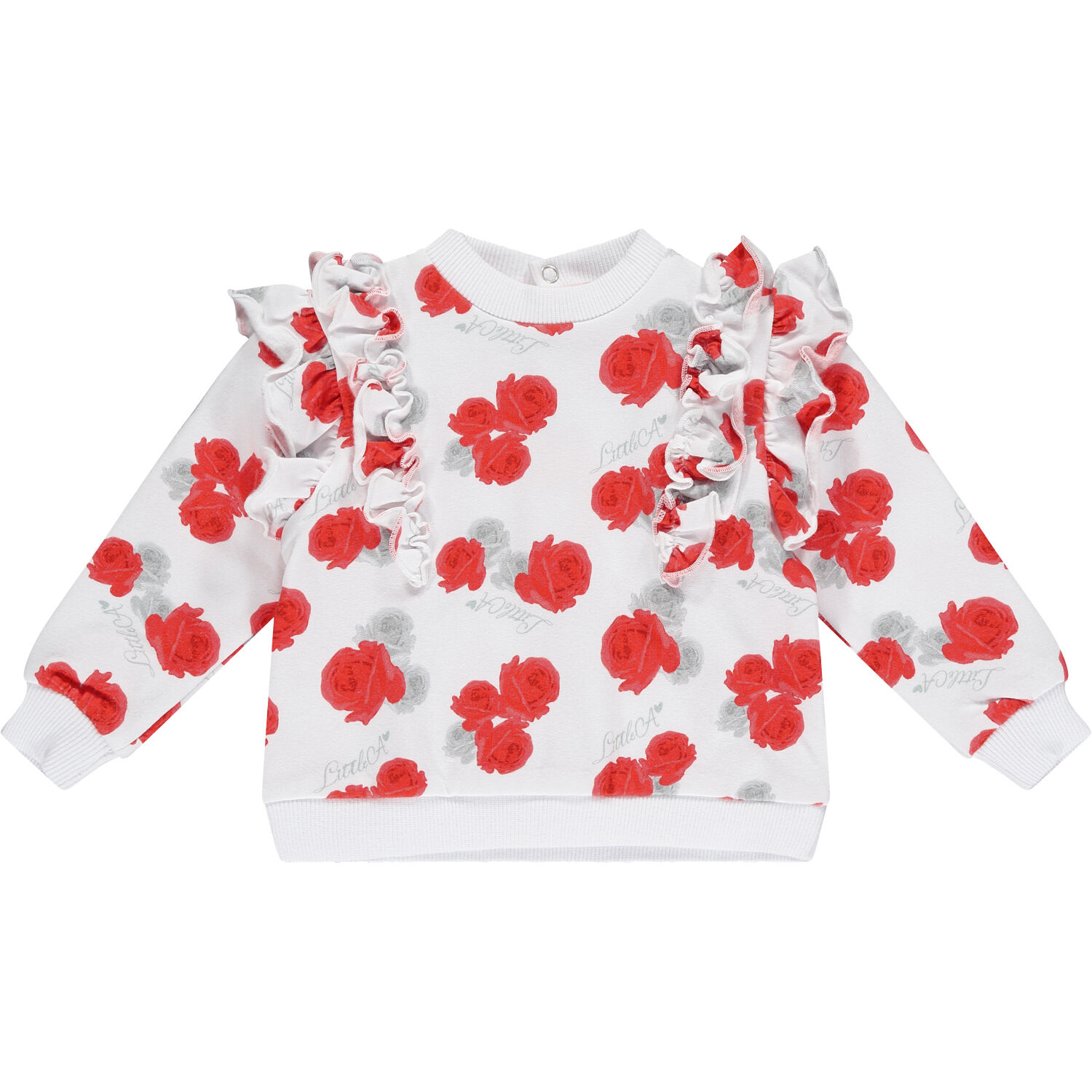 Baby Girls White & Red Roses Tracksuit, 1, hi-res