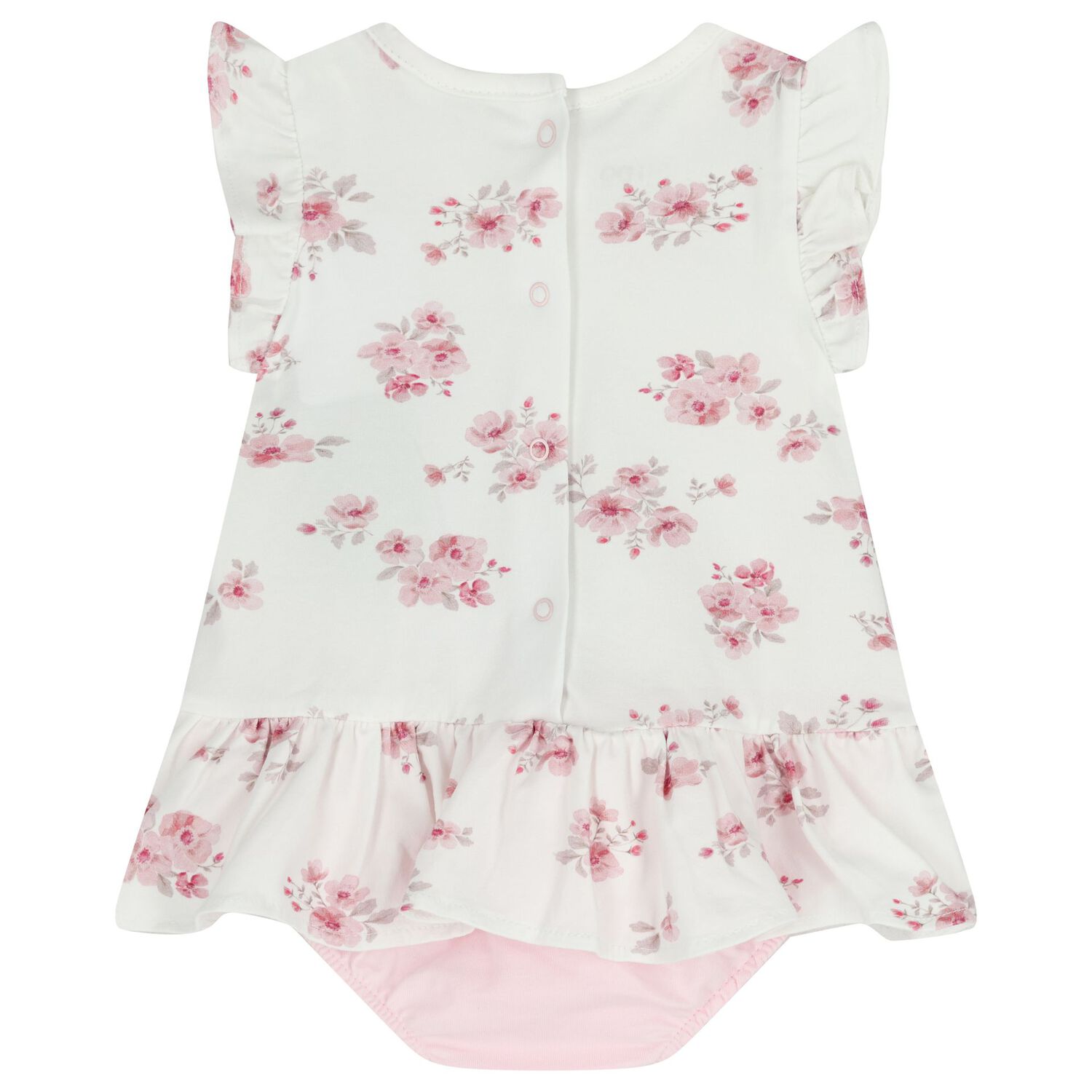 Baby Girls Pink & White Floral Romper Set, 1, hi-res