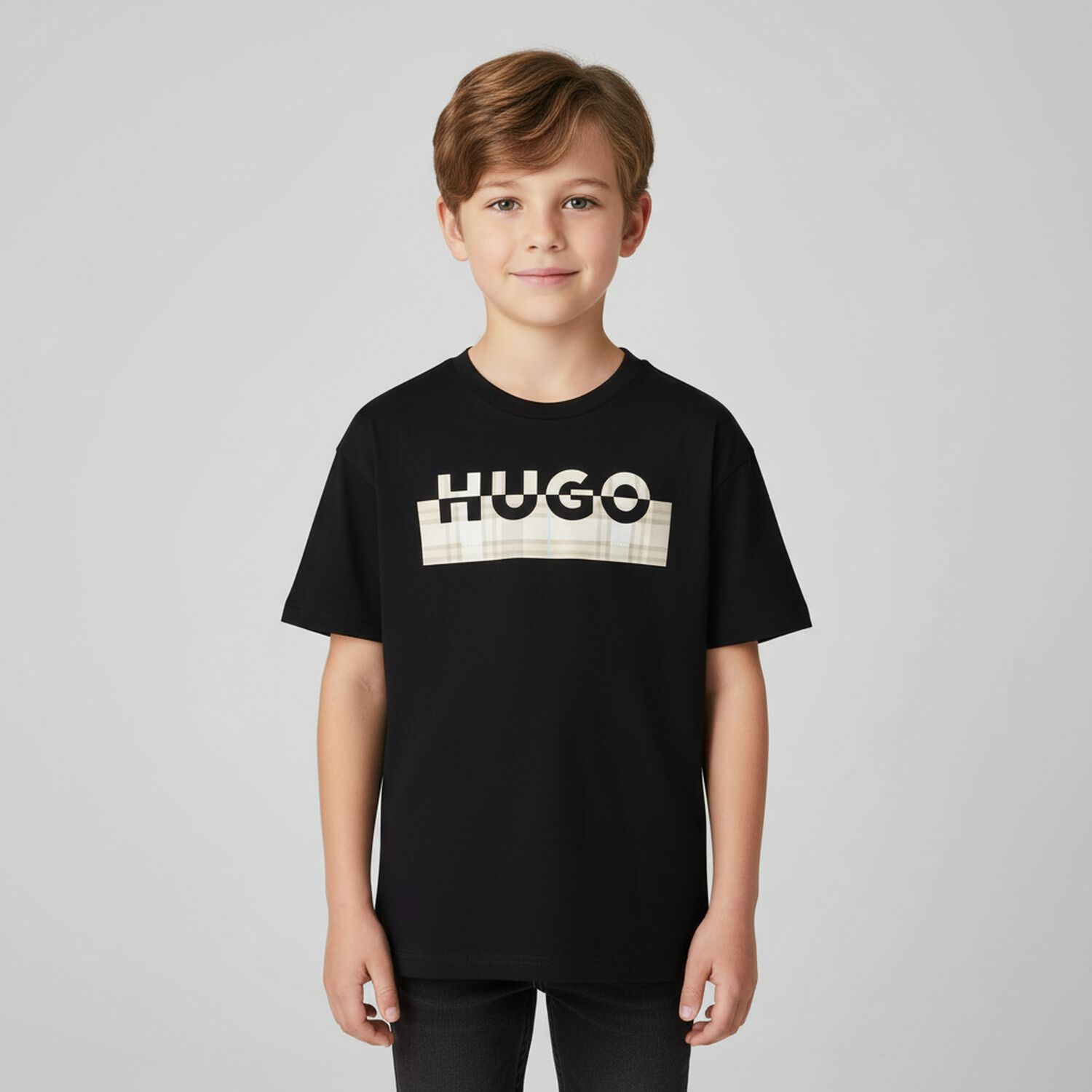 Boys Black Logo T-Shirt, 1, hi-res