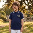 Boys Navy Blue Logo Polo Shirt, 1, hi-res