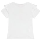 Girls White Ruffled T-Shirt, 1, hi-res