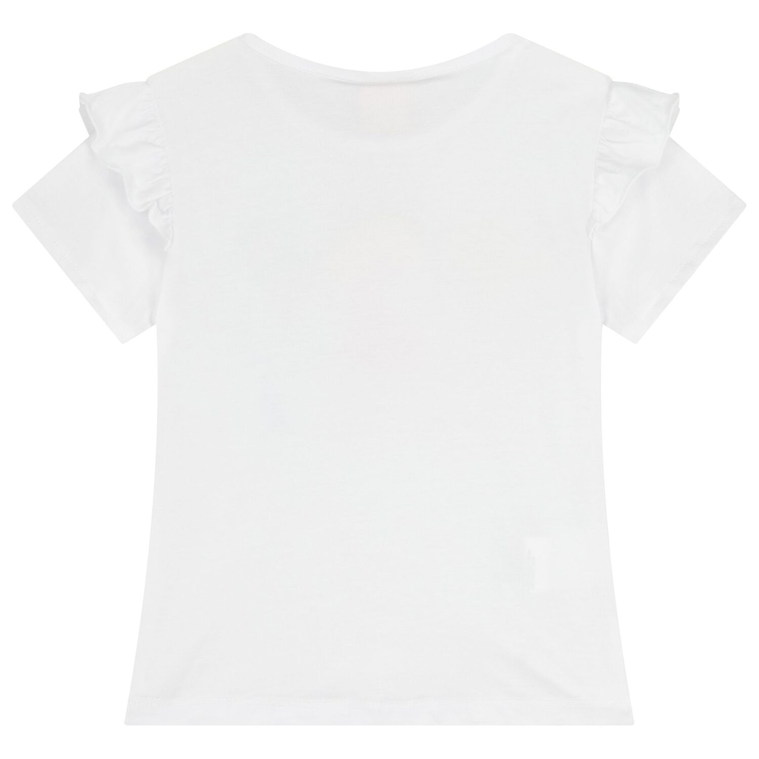 Girls White Ruffled T-Shirt, 1, hi-res