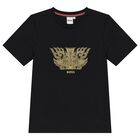 Boys Black Dragon Logo T-Shirt, 1, hi-res