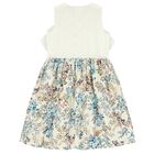 Girls White Floral Jacquard Dress, 1, hi-res