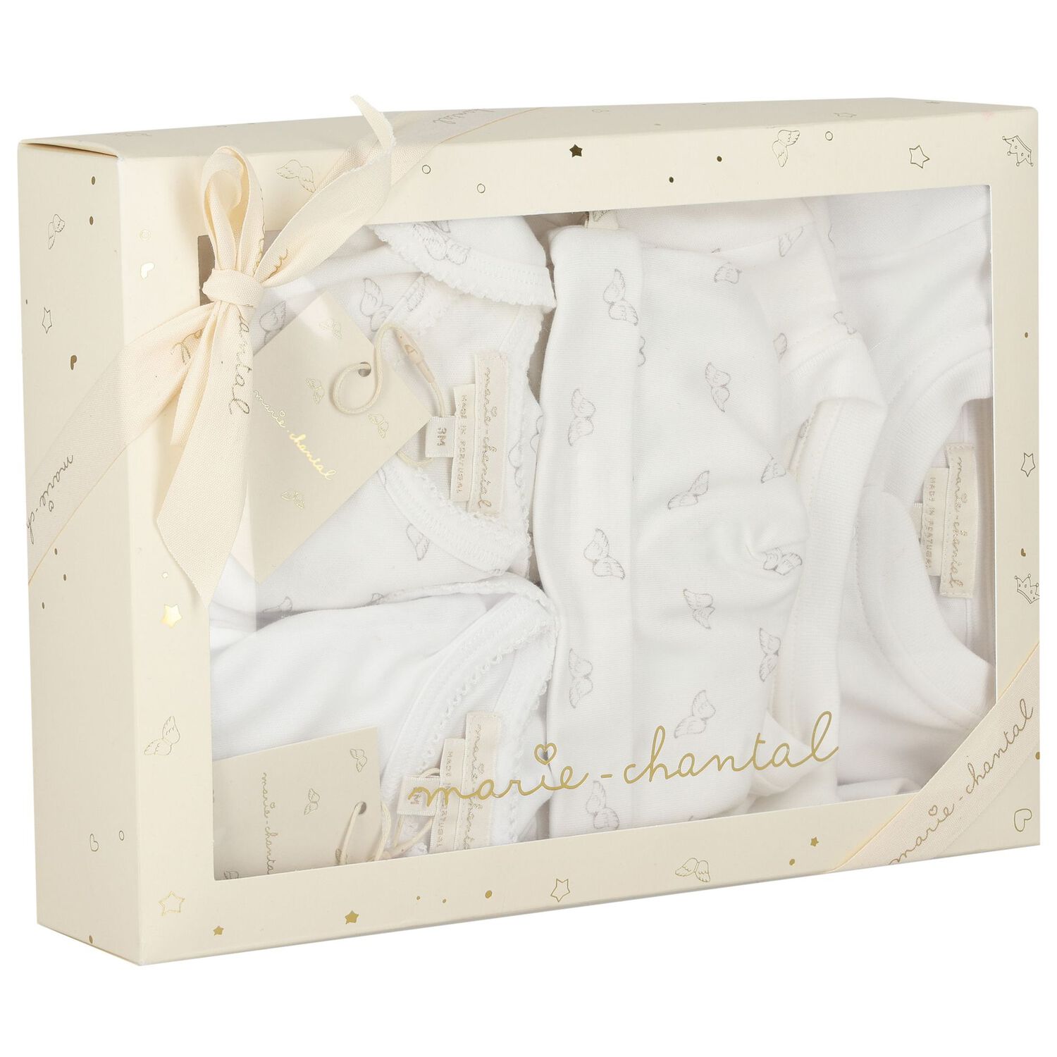 White Angel Wings Baby Romper Gift Set, 1, hi-res