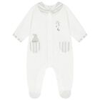 Ivory & Grey Logo Babygrow, 2, hi-res