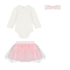 Baby Girls Ivory & Pink Tulle Skirt Set, 1, hi-res