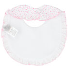 Baby Girls White & Pink Heart Bib, 1, hi-res