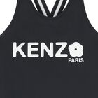 Girls Black Logo Swimsuit , 1, hi-res