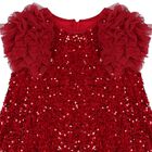 Girls Red Sequin & Tulle Ruffle Dress, 1, hi-res