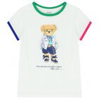 Girls White Logo Polo Bear T-Shirt, 1, hi-res