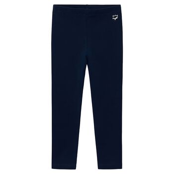 Girls Navy Blue Logo Leggings