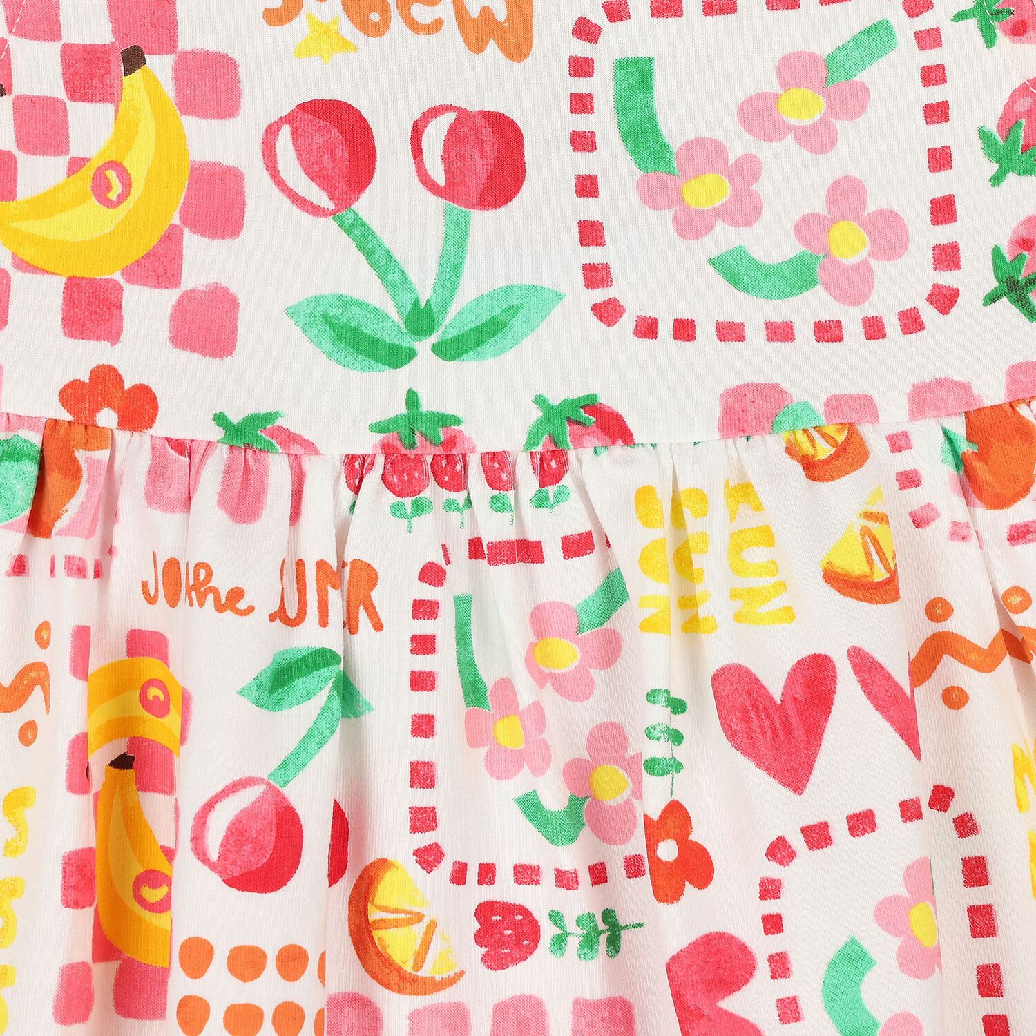 Younger Girls White Fruits Dress Set, 2, hi-res
