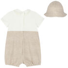 Baby Boys Ivory & Beige Romper Gift Set, 1, hi-res
