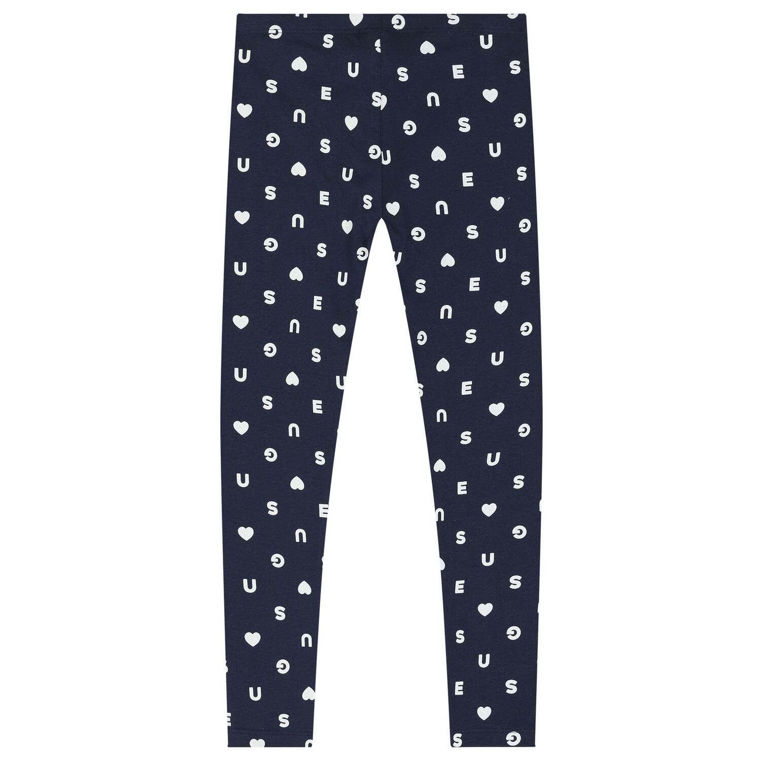 Girls Navy Blue Logo Heart Leggings, 2, hi-res