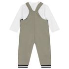 Younger Boys Green & White Ikonik Karl Dungaree Set , 1, hi-res