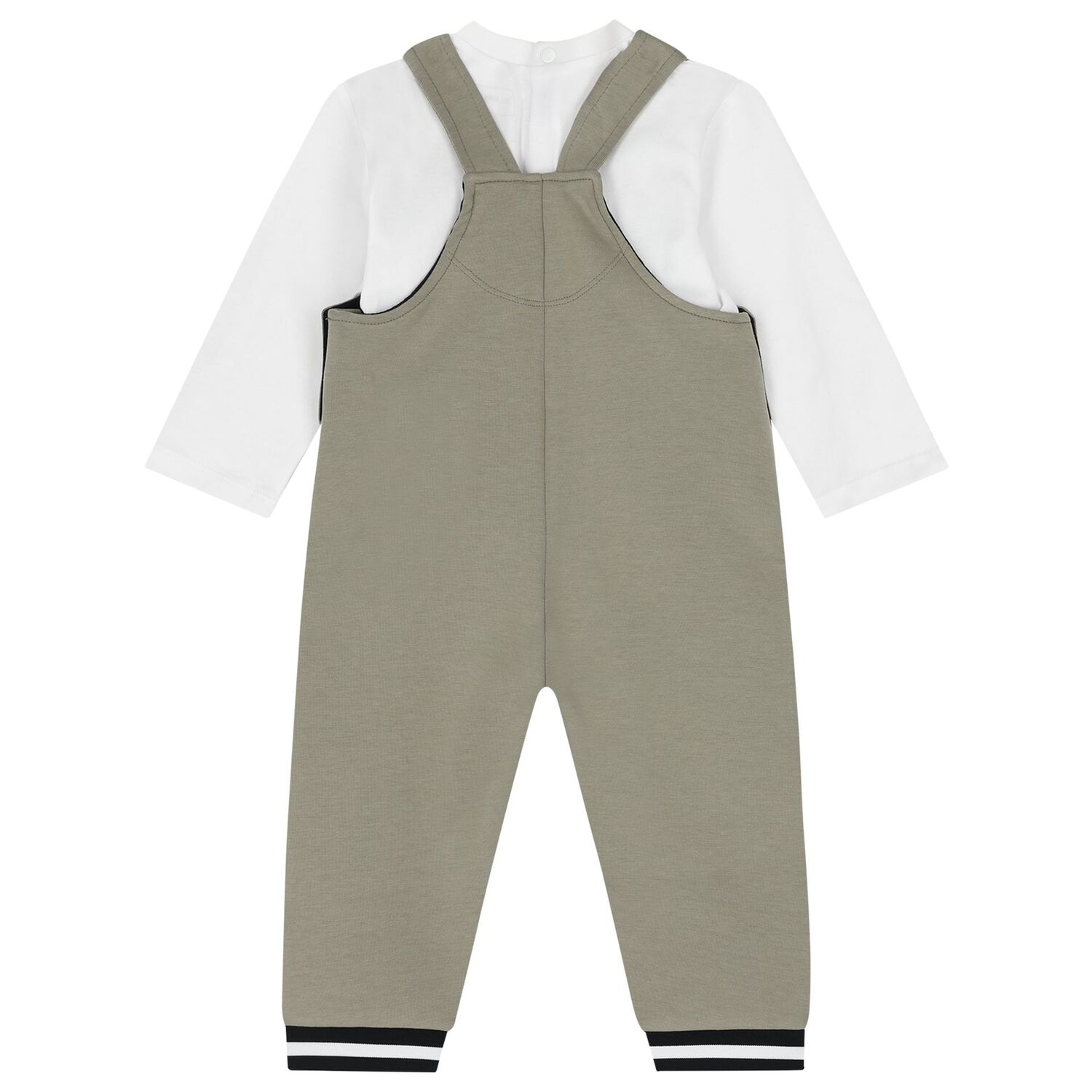 Younger Boys Green & White Ikonik Karl Dungaree Set , 1, hi-res