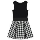 Girls Black & White Logo Dress, 1, hi-res
