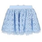Girls Blue Lace Bow Skirt, 1, hi-res