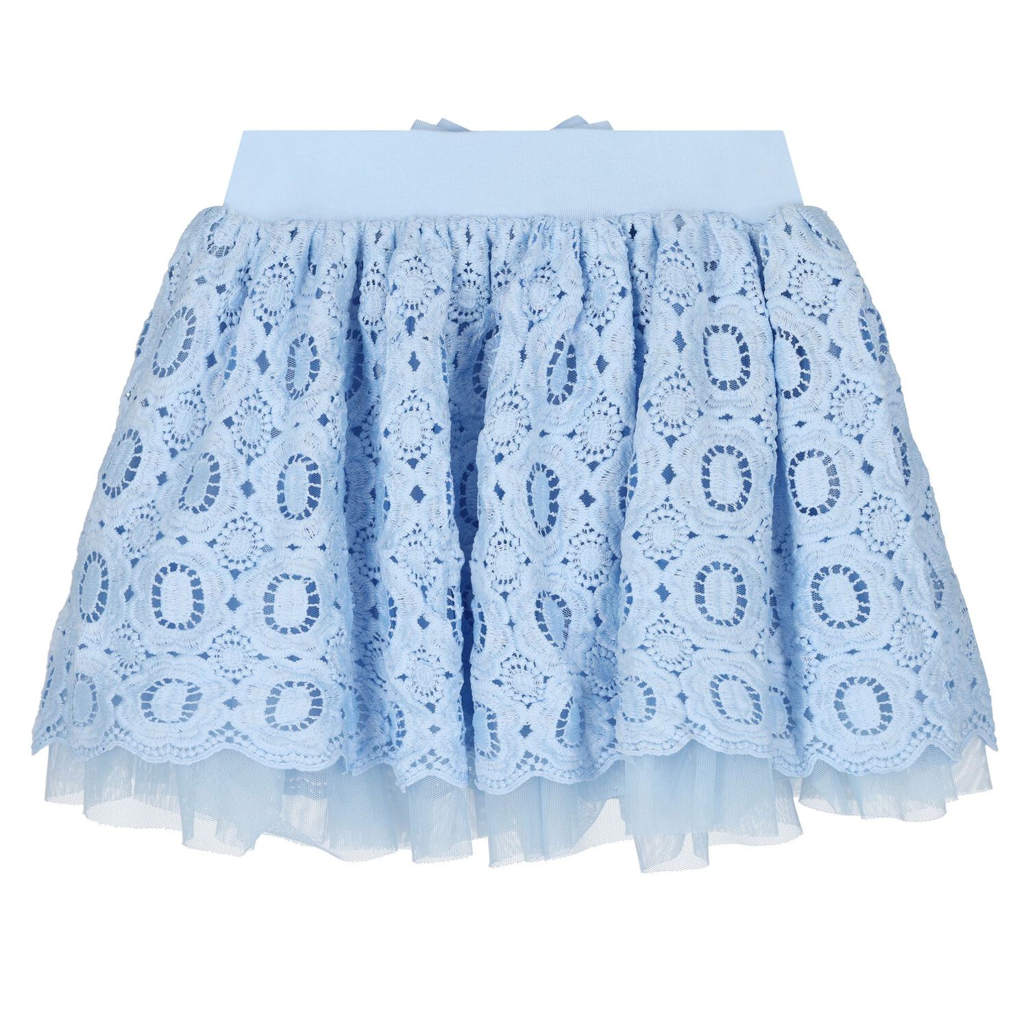 Girls Blue Lace Bow Skirt, 1, hi-res image number null