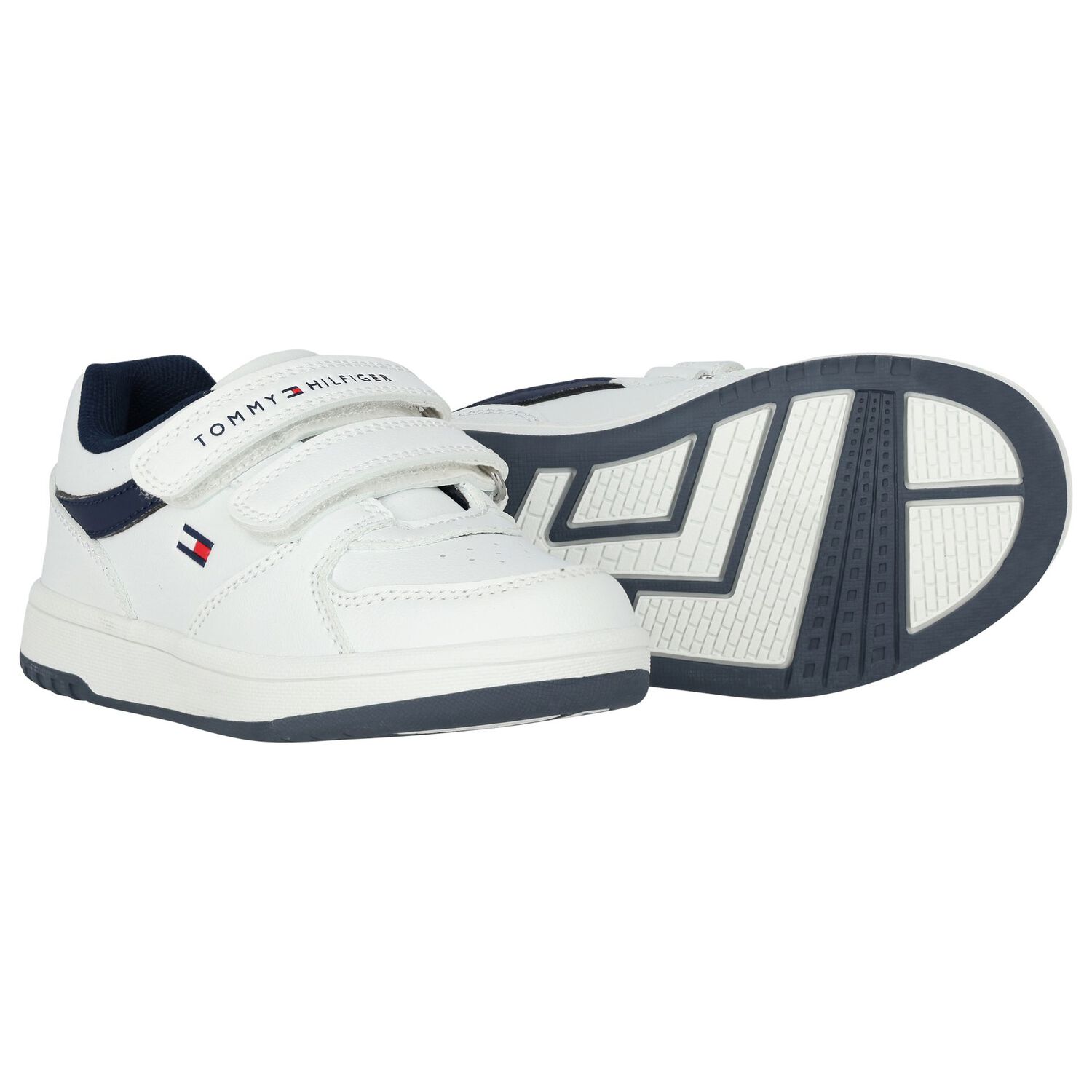 Boys White Logo Trainers, 1, hi-res