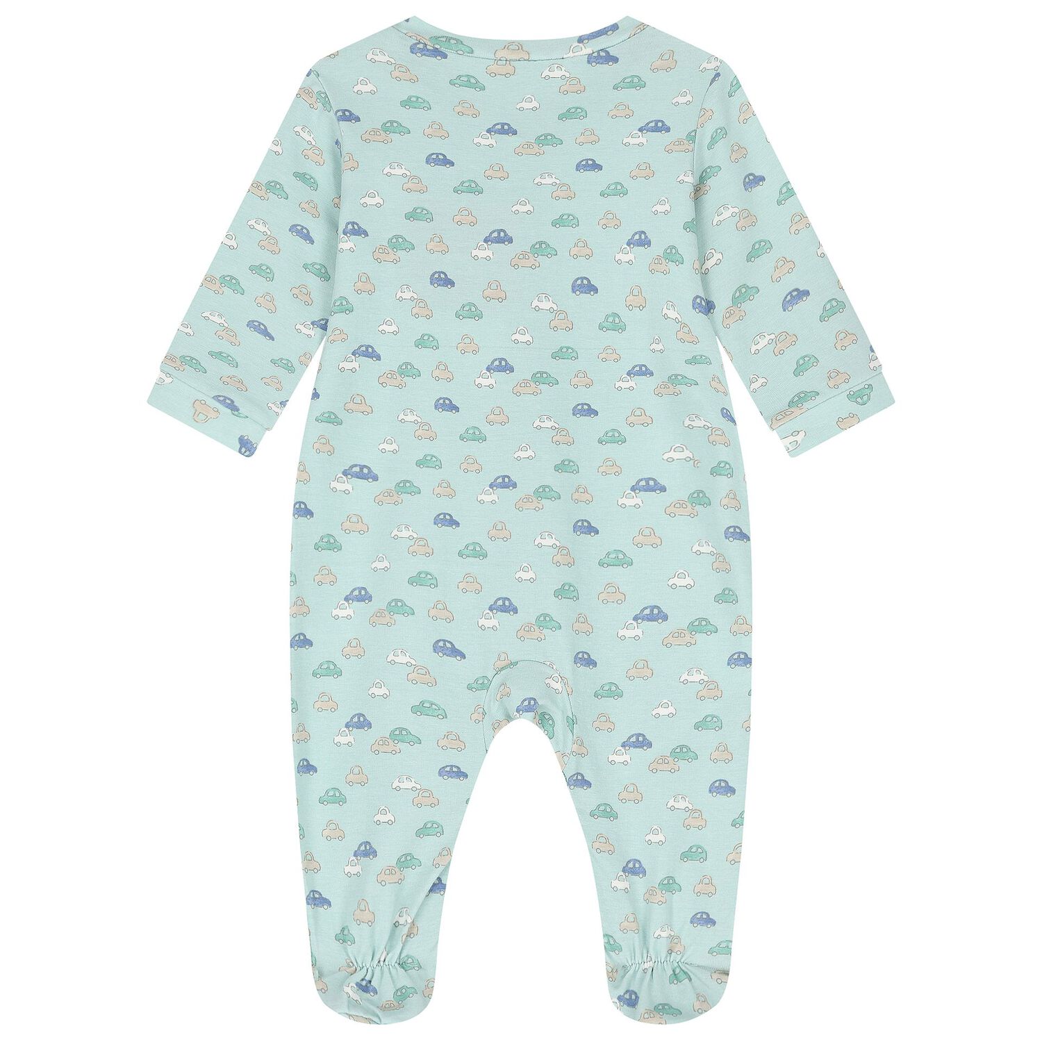 Baby Boys Green Car Print Babygrow & Hat Set, 2, hi-res