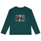 Boys White & Green Long Sleeve Top, 1, hi-res