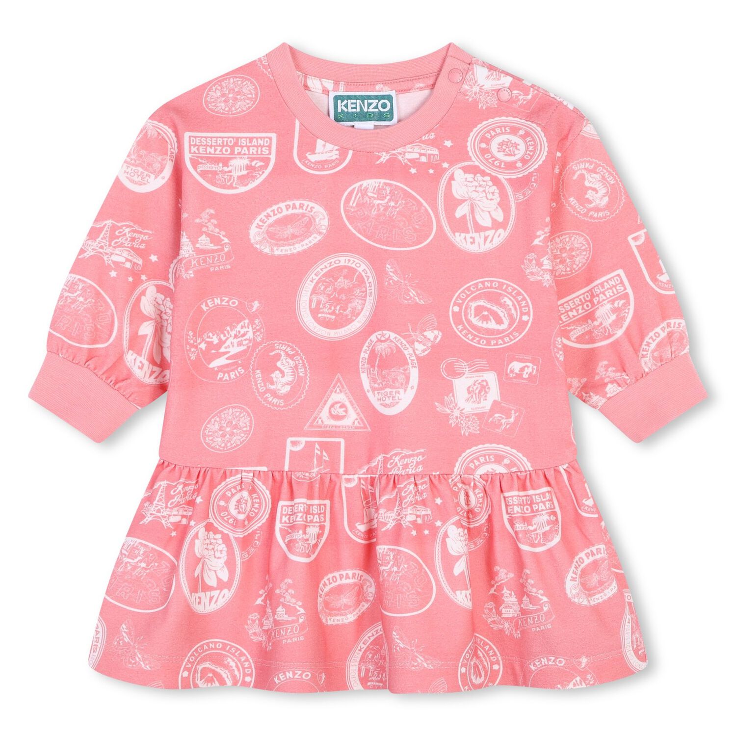 Younger Girls Pink Logo Dress, 1, hi-res