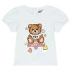 Younger Girls White & Beige Teddy Bear Logo Skirt Set, 1, hi-res