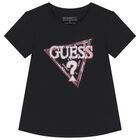 Girls Black Logo T-Shirt, 4, hi-res