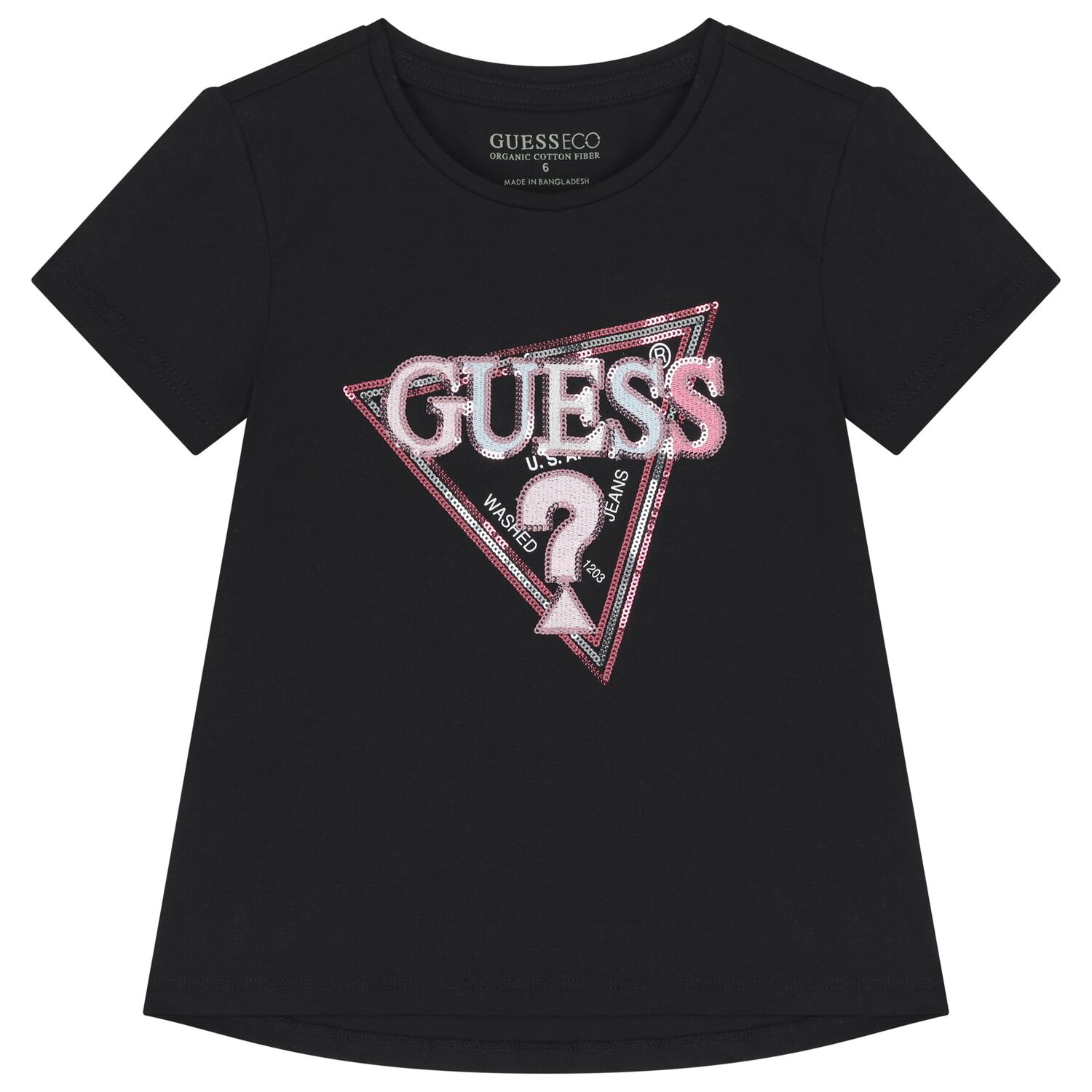 Girls Black Logo T-Shirt, 4, hi-res image number null