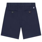 Boys Navy Blue Logo Shorts, 1, hi-res