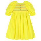 Girls Yellow Pleated Dress, 1, hi-res