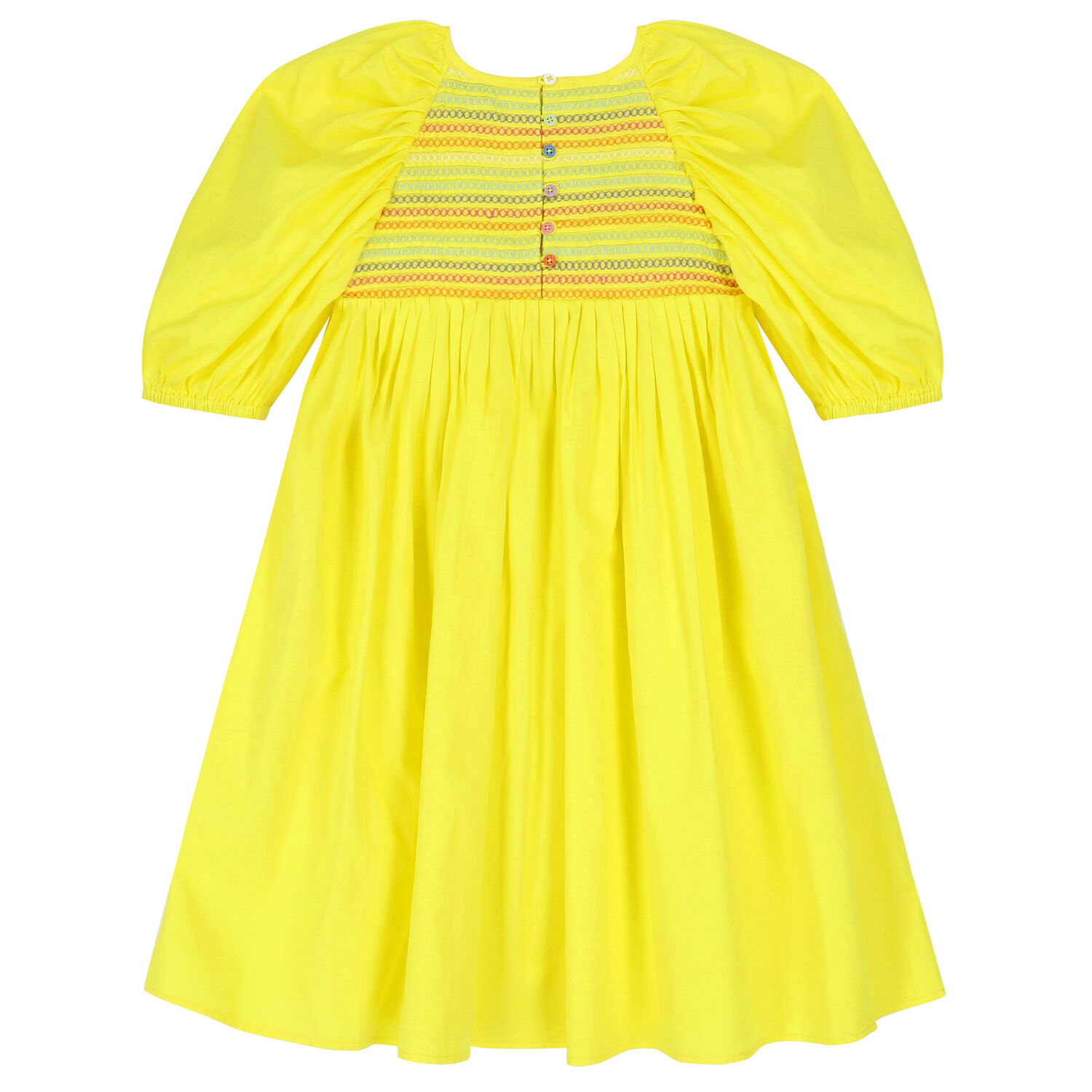 Girls Yellow Pleated Dress, 1, hi-res