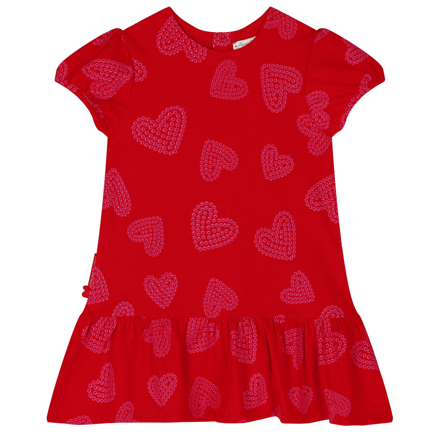 Girls Red Sequin Heart Dress, 1, hi-res