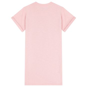 Girls Pink Teddy Bear Logo Dress