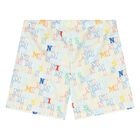 Younger Boys White Logo Swim Shorts, 1, hi-res