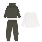Boys Green & White Tracksuit Set (3 Piece), 2, hi-res