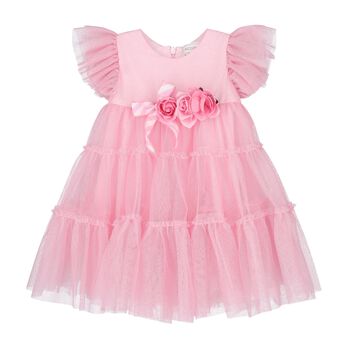 Younger Girls Pink Glittery Tulle Dress