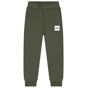 Boys Green Logo Joggers