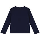 Girls Navy Blue Embellished Sequin Long Sleeve Top, 1, hi-res