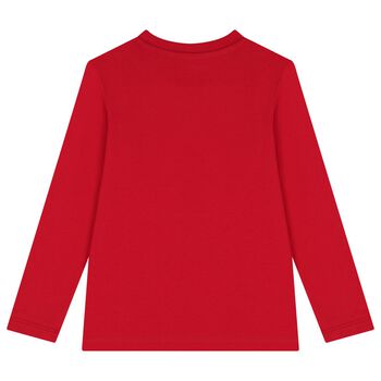 Boys Red Teddy Bear Long Sleeve Top