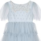 Girls Blue Embellished Tulle Dress, 1, hi-res