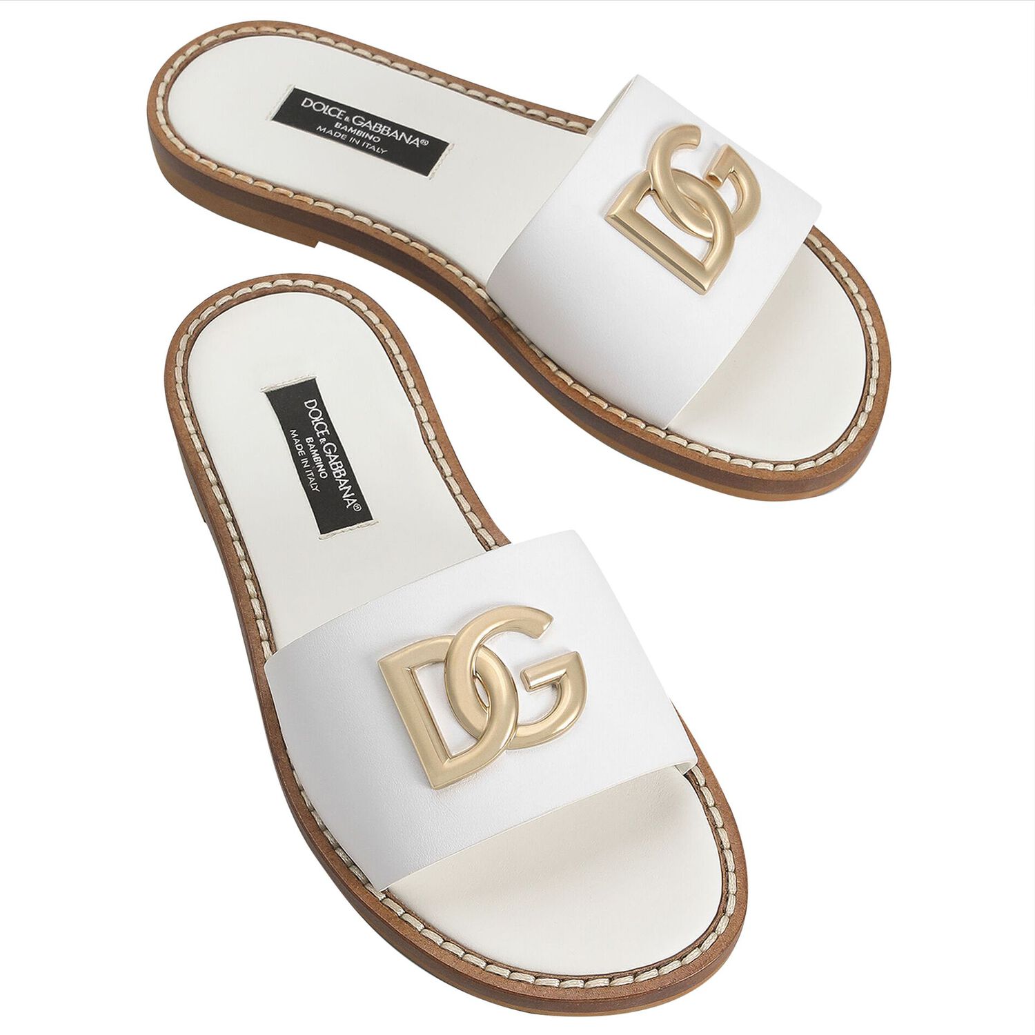 Girls White & Gold Logo Sliders, 1, hi-res