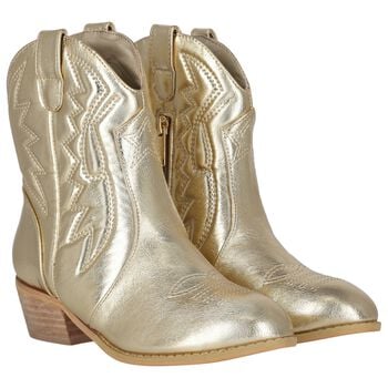 Girls Metallic Gold Boots