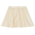 Girls Ivory & Beige Logo Skirt, 1, hi-res