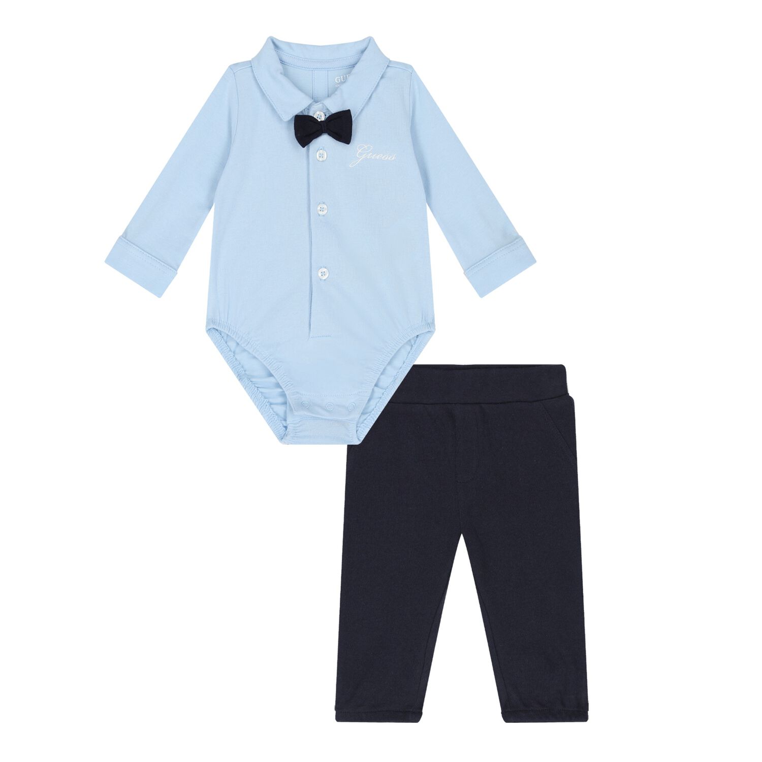 Baby Boys Blue & Navy Cotton Trouser Set, 1, hi-res
